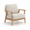 Loungesessel mit Armlehnen 70 x 78 x 82 cm aus massivem Eichenholz mit Polyesterbezug in Beige