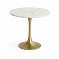 Runder Esstisch 80 cm MDF-Tischplatte mit Marmoroptik Stahlfuss Gold 75 cm