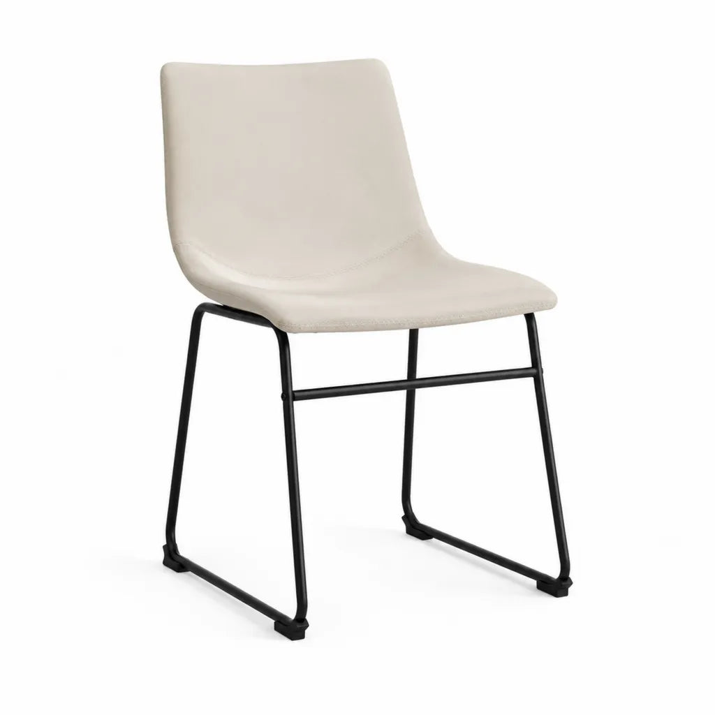 Esszimmerstuhl Kufenstuhl 86 x 46 x 54 cm mit PU-Kunstleder Creme Schwarz