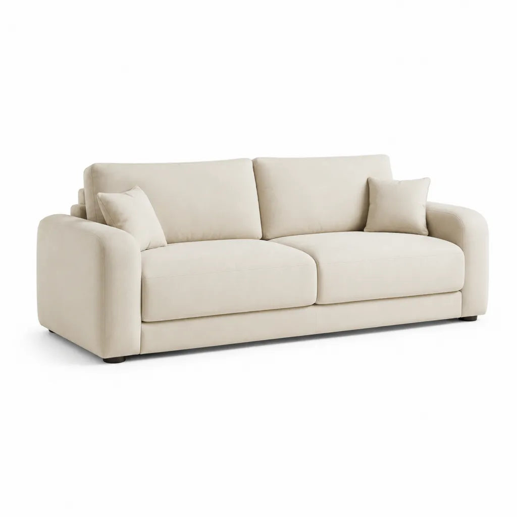 3-Sitzer Sofa 220 x 95 x 85 cm mit Polyesterbezug in Creme