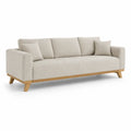 3-Sitzer Sofa mit Polyesterbezug gerader Form in Beige 220 x 90 x 85 cm