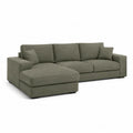 3-Sitzer Ecksofa mit linker Recamiere Polyester Olivgruen 280 x 165 x 85 cm