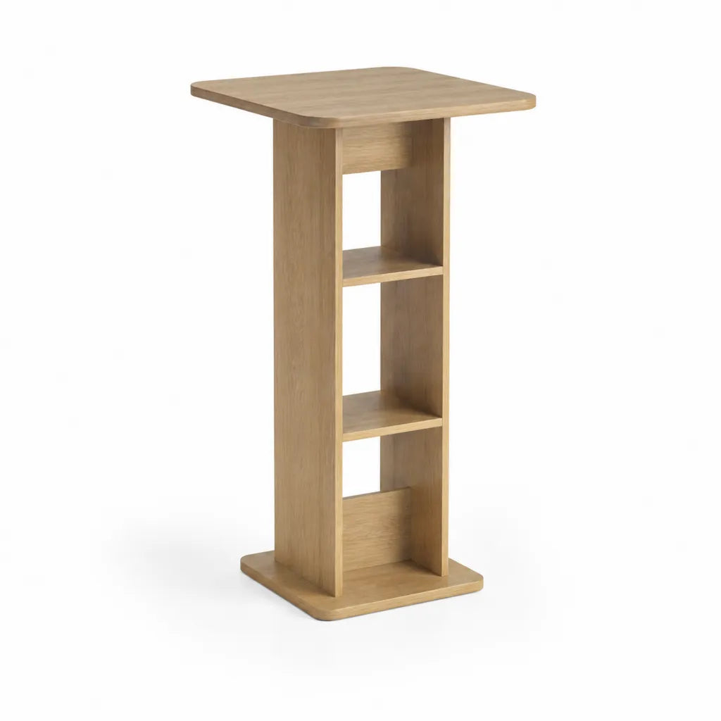 Stehtisch mit Regal 60 x 40 x 110 cm MDF Eiche-Optik rechteckig Natur