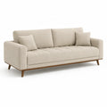 3-Sitzer Sofa mit Kissen Polyesterbezug Schaumstoffpolsterung rechteckig Beige 210 x 90 x 85 cm