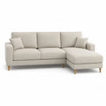 Ecksofa mit Recamiere 220 x 150 cm Polyester Beige