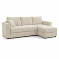 Ecksofa mit Recamiere rechts 230 x 150 cm Breitcord Polyester Creme
