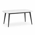 Esstisch 140 x 80 x 75 cm Sintersteinplatte in Marmoroptik Rechteckig Weiss mit Stahlgestell Schwarz