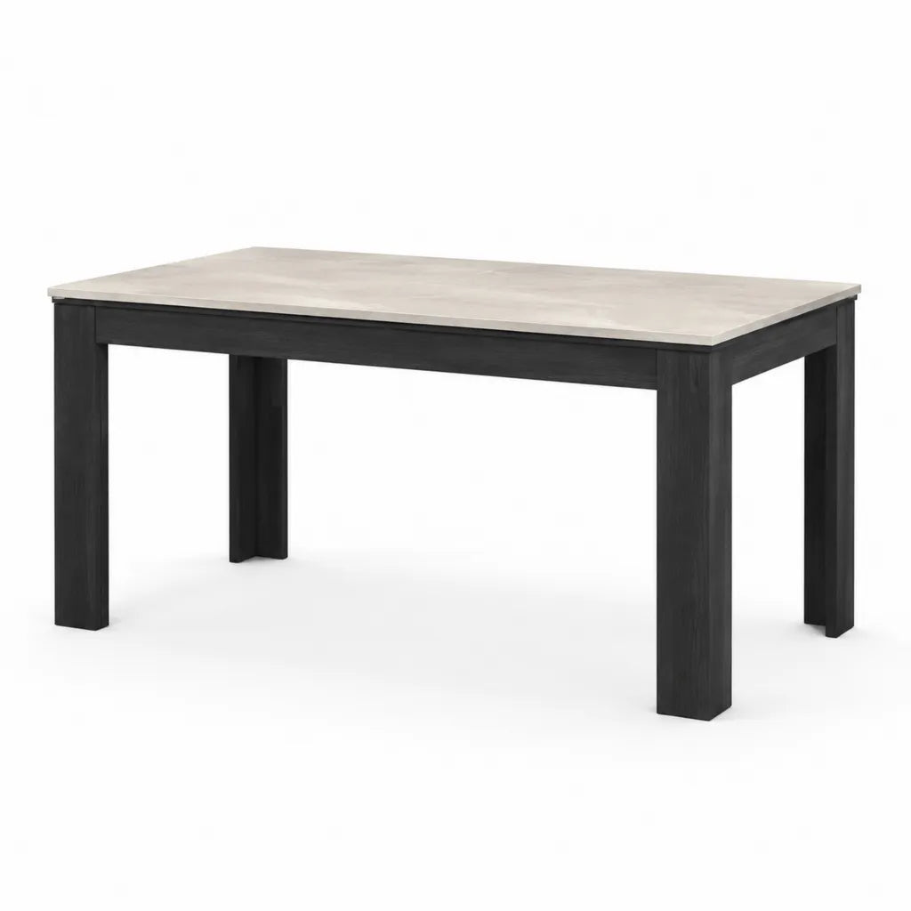Esstisch rechteckig 160 x 90 x 75 cm MDF mit Betonoptik Schwarz Grau
