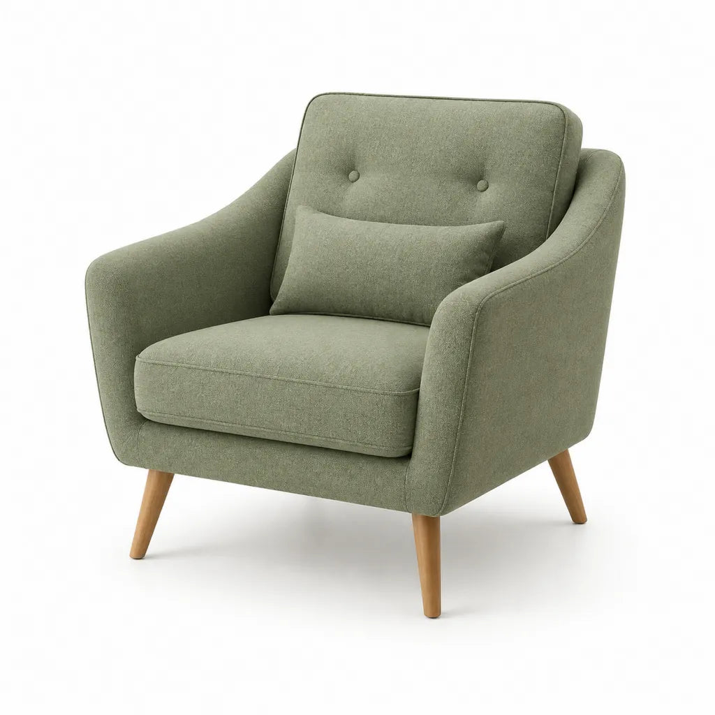 Polstersessel mit Kissen 76 x 80 x 92 cm Polyester abgerundet olivgruen