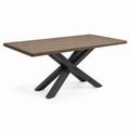 Esstisch rechteckig 180 x 90 x 75 cm MDF mit Eichen-Dekor Stahl X-Gestell Braun Schwarz