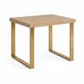 Esstisch quadratisch 80 x 80 x 75 cm MDF mit Eichenfurnier Stahlgestell Goldfarben