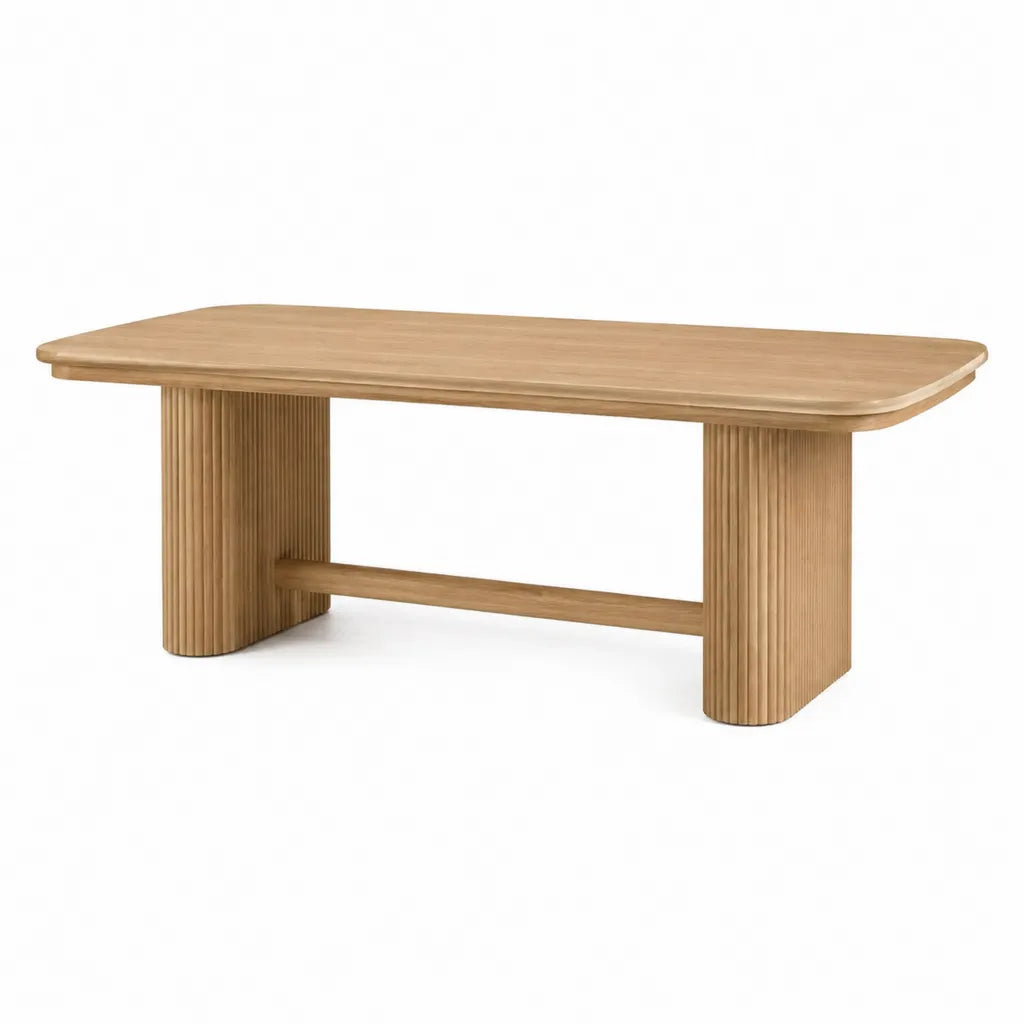 Esstisch 180 x 90 x 75 cm MDF mit Eichenfurnier rechteckig abgerundet Natur