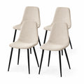4er Set Esszimmerstuehle mit Rueckenlehne Polyesterbezug Stahlgestell Creme 45 x 54 x 87 cm
