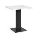 Esstisch 80 x 80 x 75 cm aus Sinterstein quadratisch Weiss Schwarz